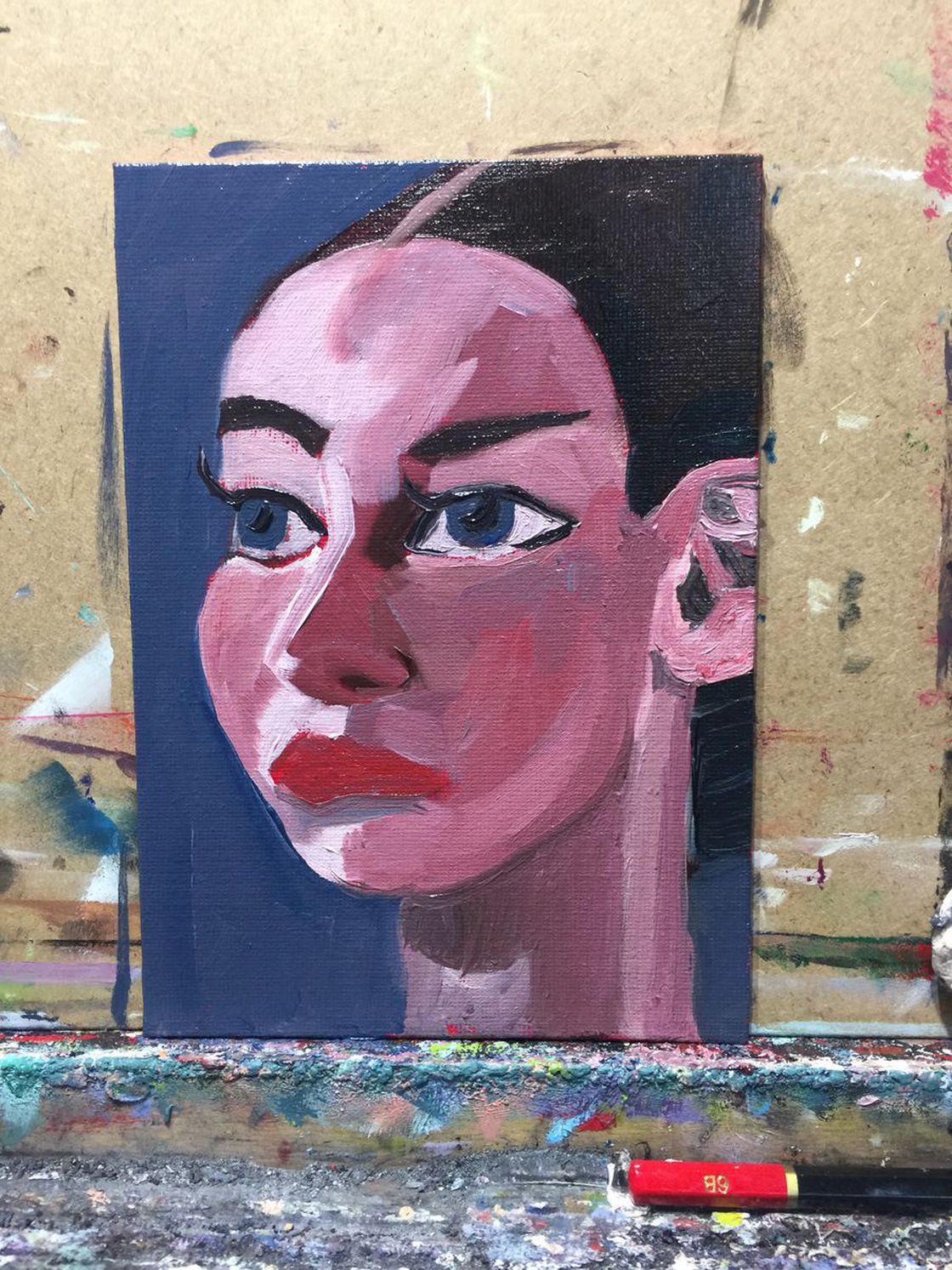 A painting titled 'Face of a Woman 7x5 by Ryan Louder' by Ryan Louder
