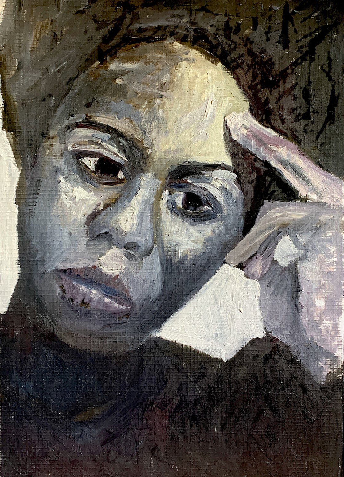 A painting titled 'Nina Simone at the Piano Study In Oil by Ryan Louder' by Ryan Louder