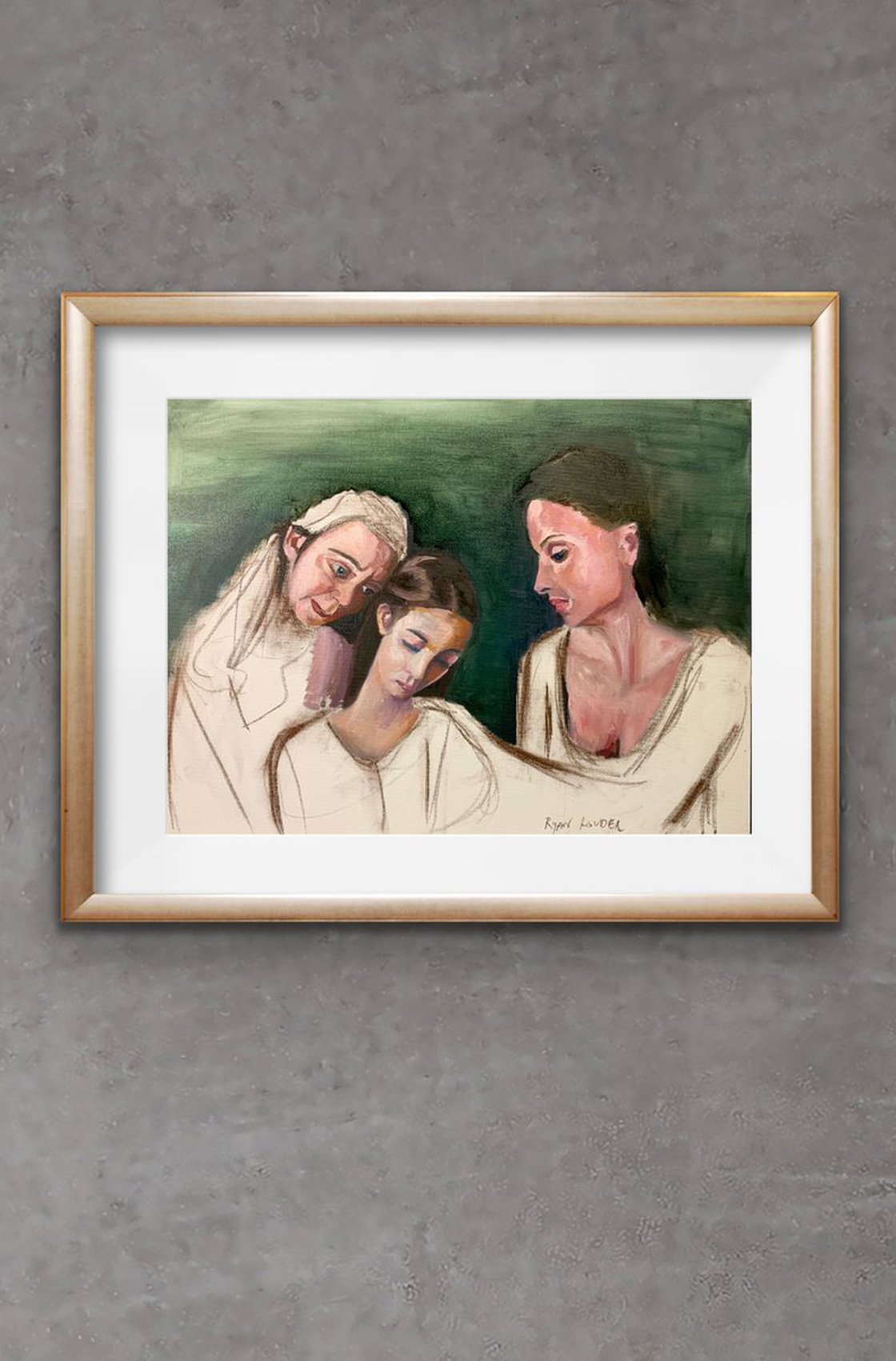 A painting titled 'Daughter, Mother, Grandmother by Ryan Louder' by Ryan Louder
