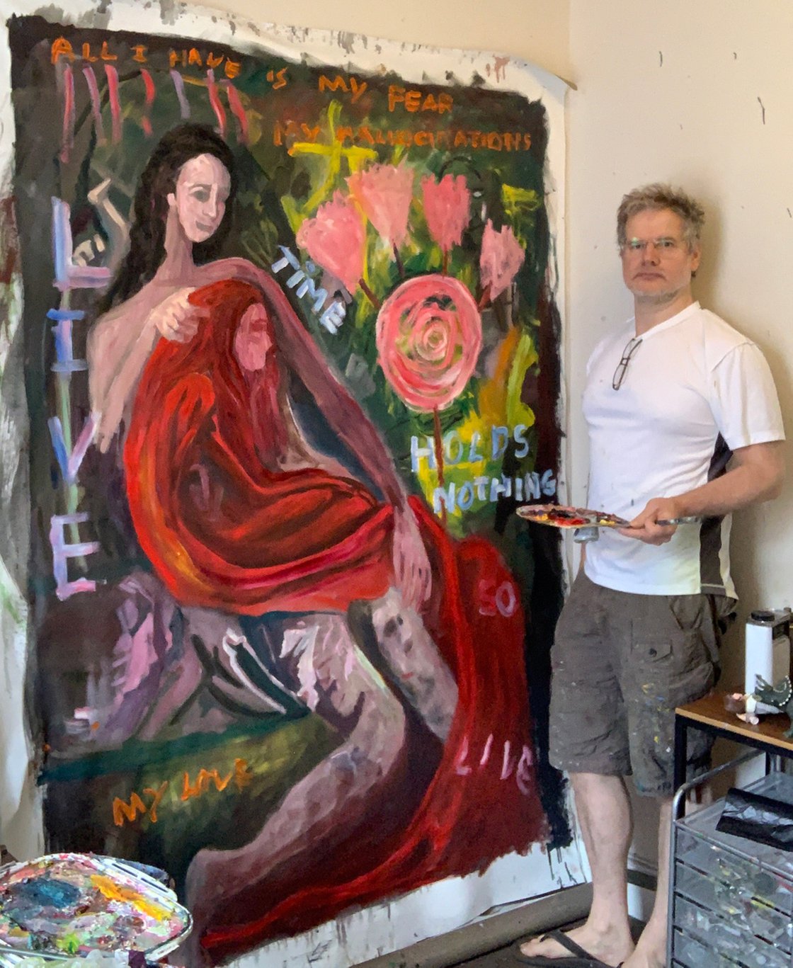 A painting titled 'Time Holds Nothing So Live by Ryan Louder' by Ryan Louder