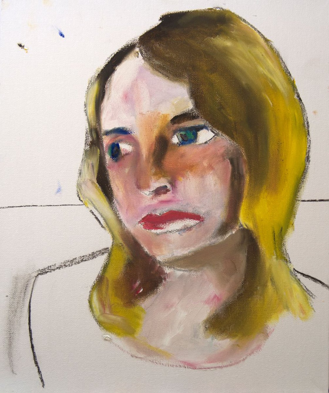 A painting titled '“Tired” Oil On Canvas Board 12x10 by Ryan Louder' by Ryan Louder