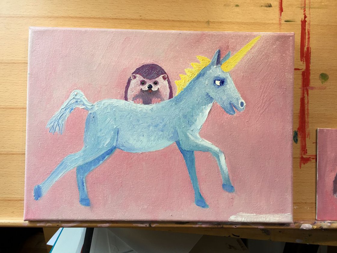 A painting titled 'Unicorn by Ryan Louder' by Ryan Louder