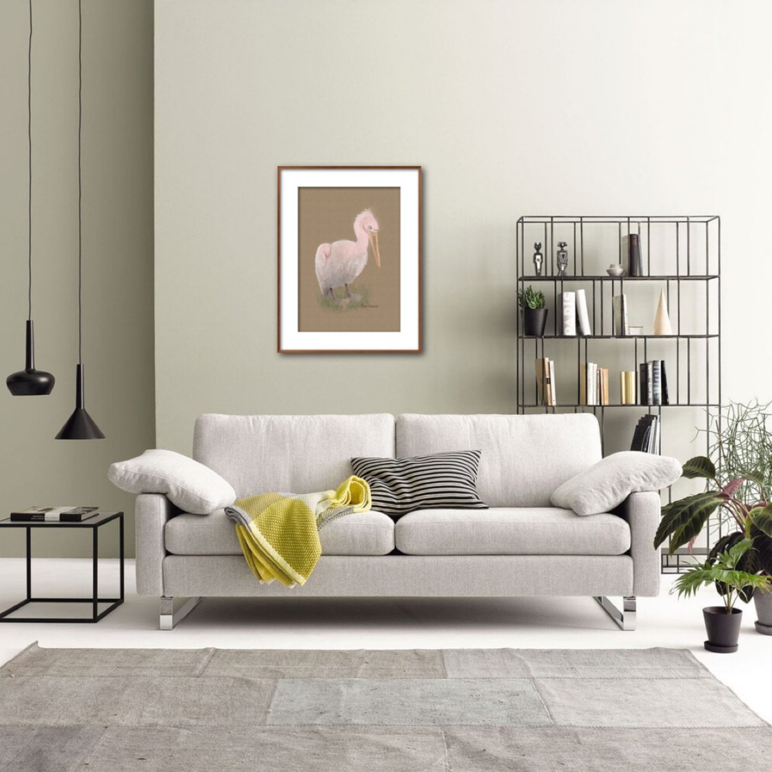 A painting titled 'Fly little Pelican Fly by Ryan Louder' by Ryan Louder