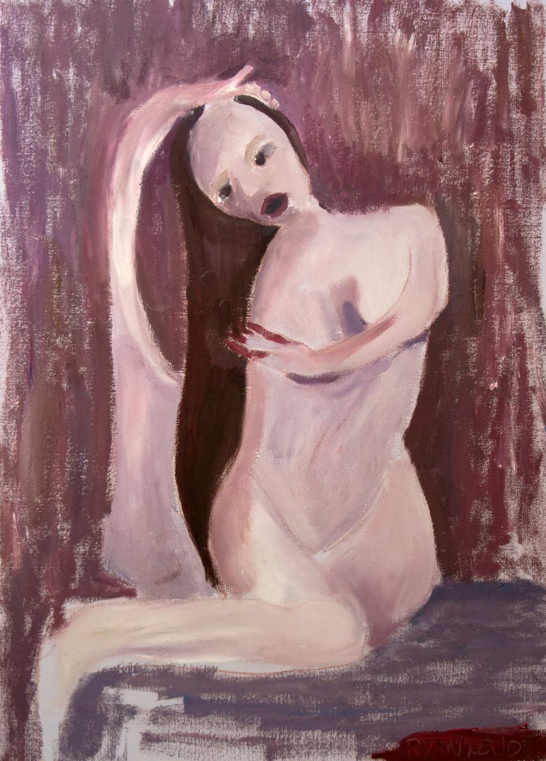 A painting titled 'Nude In Purple by Ryan Louder' by Ryan Louder