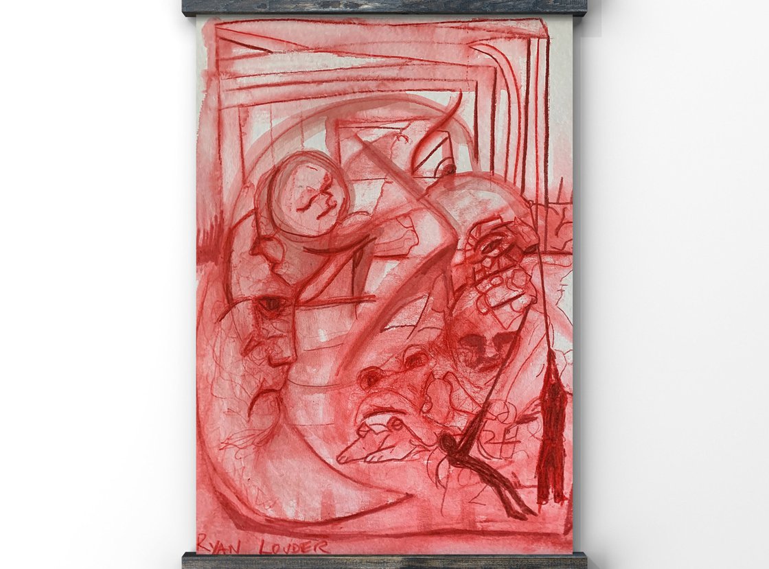 Rebalance - 12x16 - Red Art by Ryan Louder