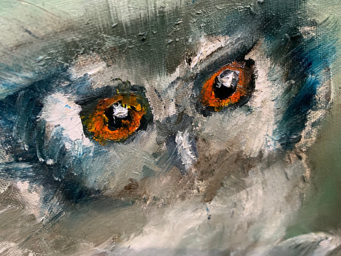 Two Owls and a Baby by Ryan Louder - Sold