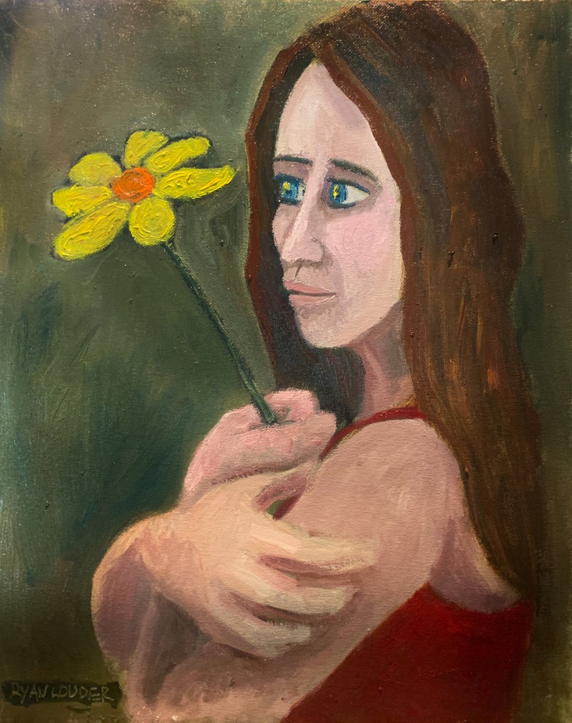 A painting titled 'Waiting For A Butterfly by Ryan Louder' by Ryan Louder