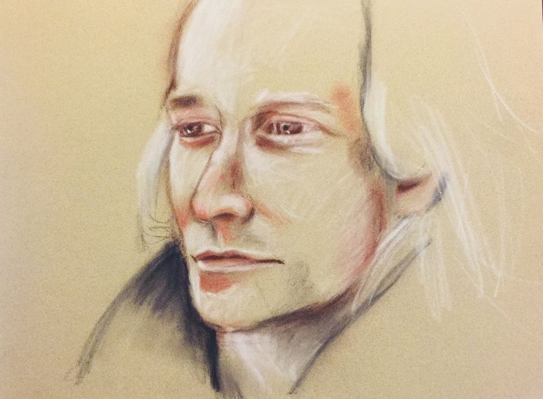 Contentment Drawing On Paper A3 11.7x16.5 - Male Portrait - Mans Face by Ryan Louder
