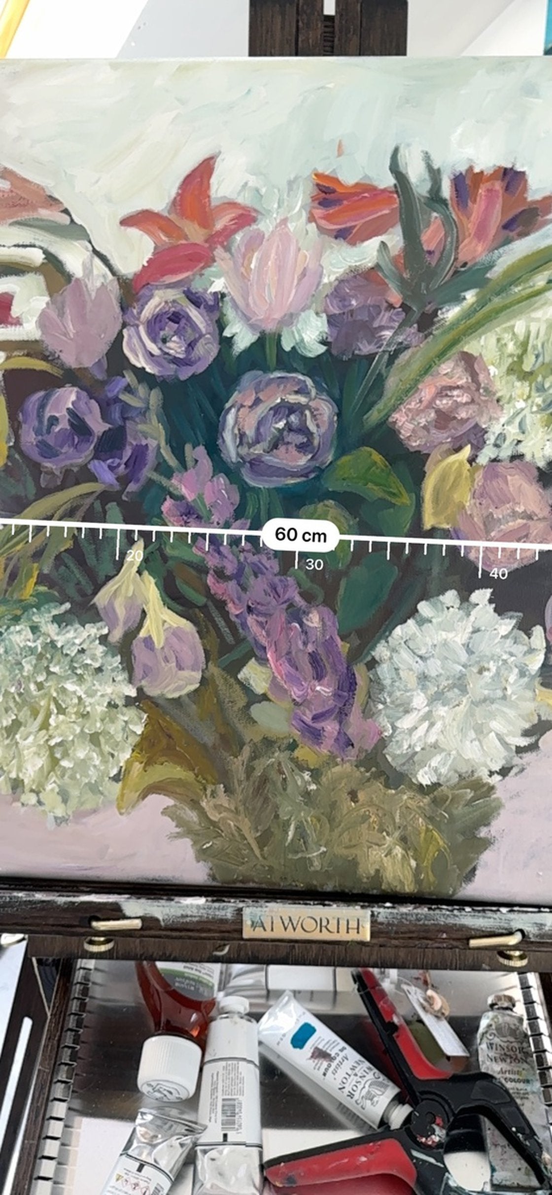 A painting titled 'Flowers On A White Table no.2 by Ryan Louder' by Ryan Louder