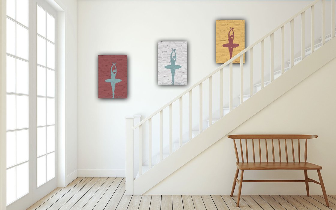 A painting titled 'Three Ballet Dancers by Ryan Louder' by Ryan Louder