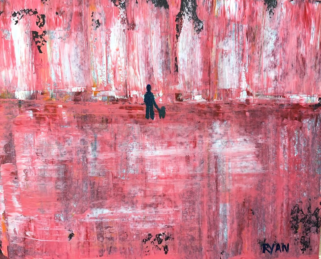 Walking Dog At Dawn by Ryan Louder - Sold