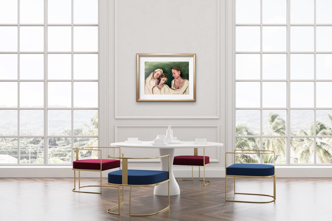 A painting titled 'Daughter, Mother, Grandmother by Ryan Louder' by Ryan Louder