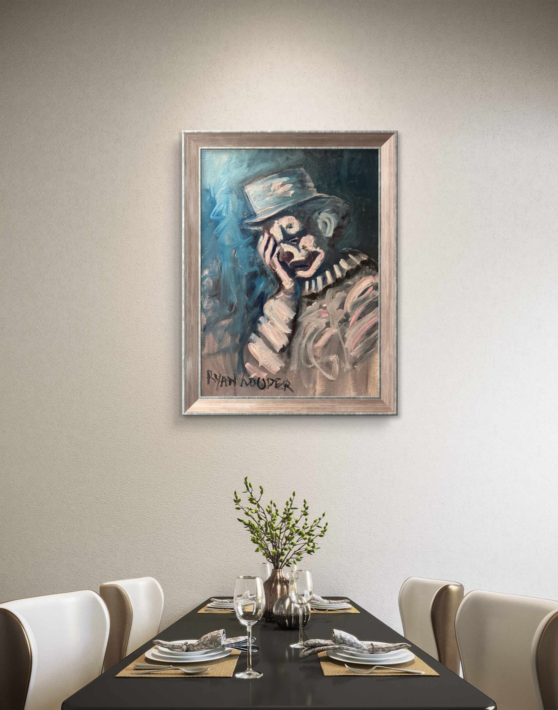 A painting titled 'The Politician by Ryan Louder' by Ryan Louder
