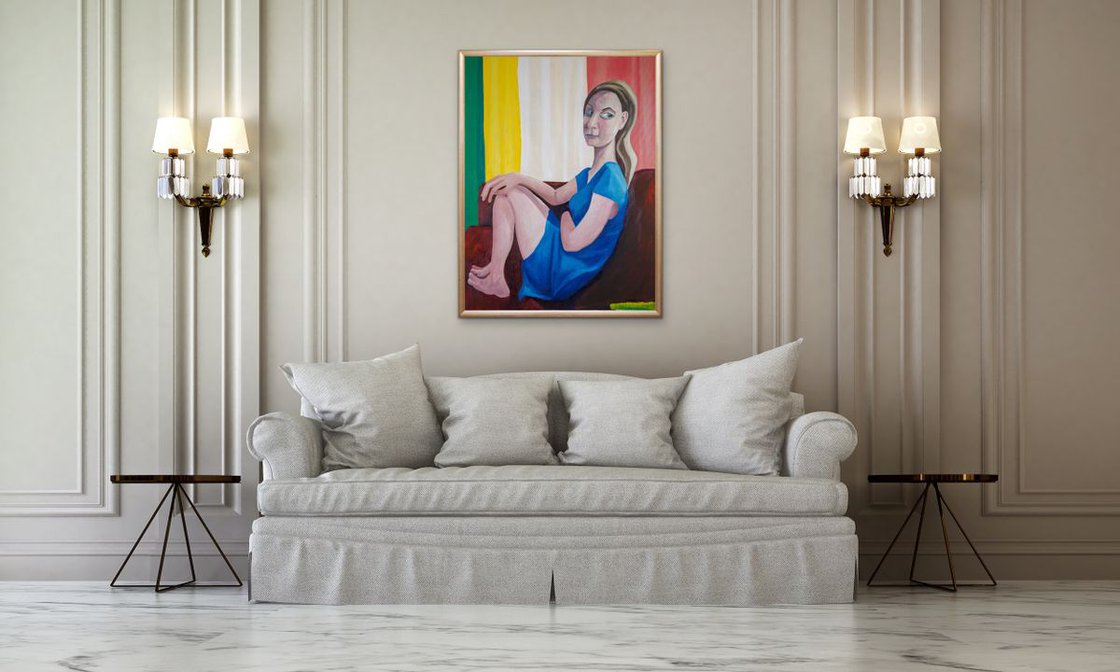 A painting titled 'Curious by Ryan Louder' by Ryan Louder