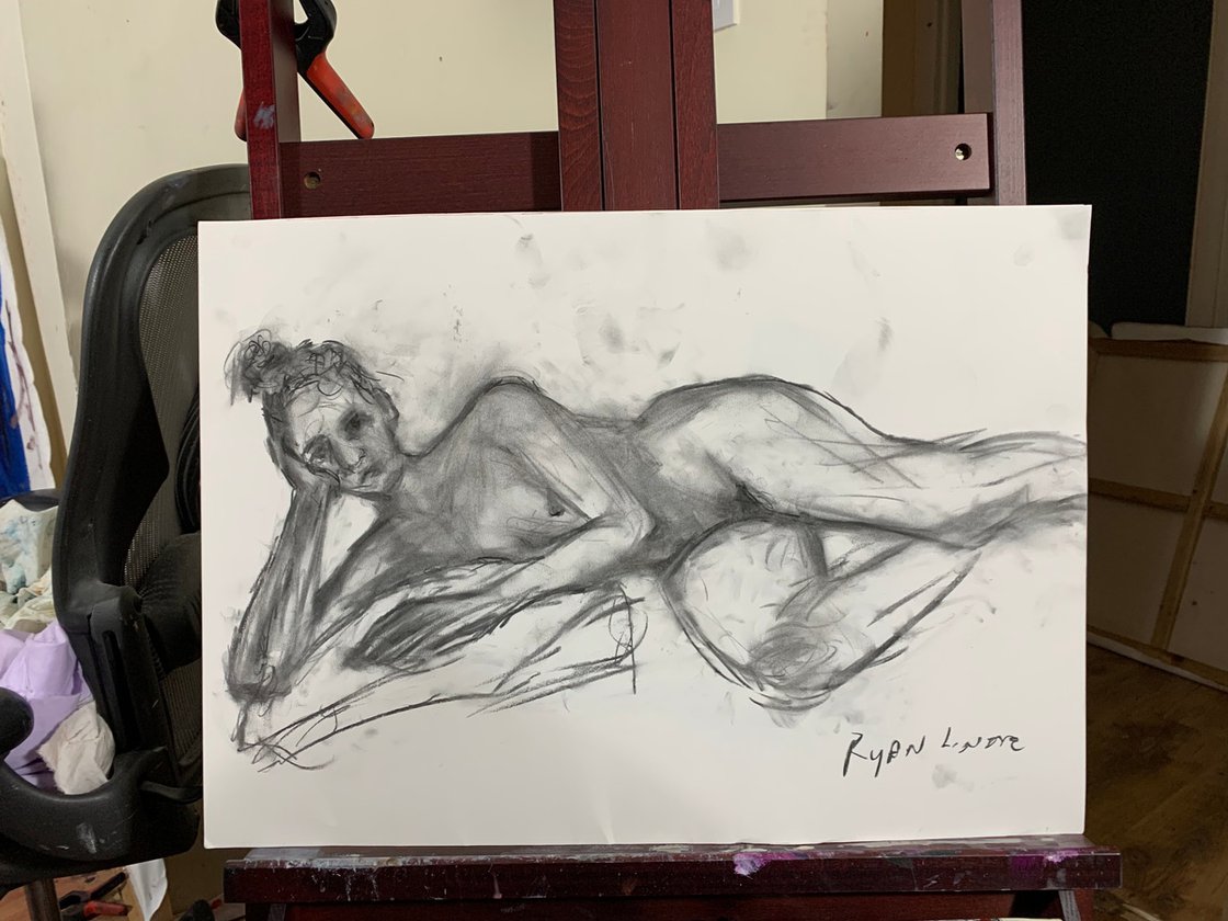 A painting titled 'Nude Study of Sandra 2 by Ryan Louder' by Ryan Louder