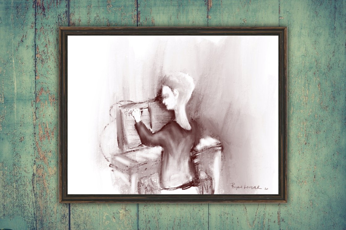 Young Mozart 9x12 - Musician Gift - Music Artwork by Ryan Louder