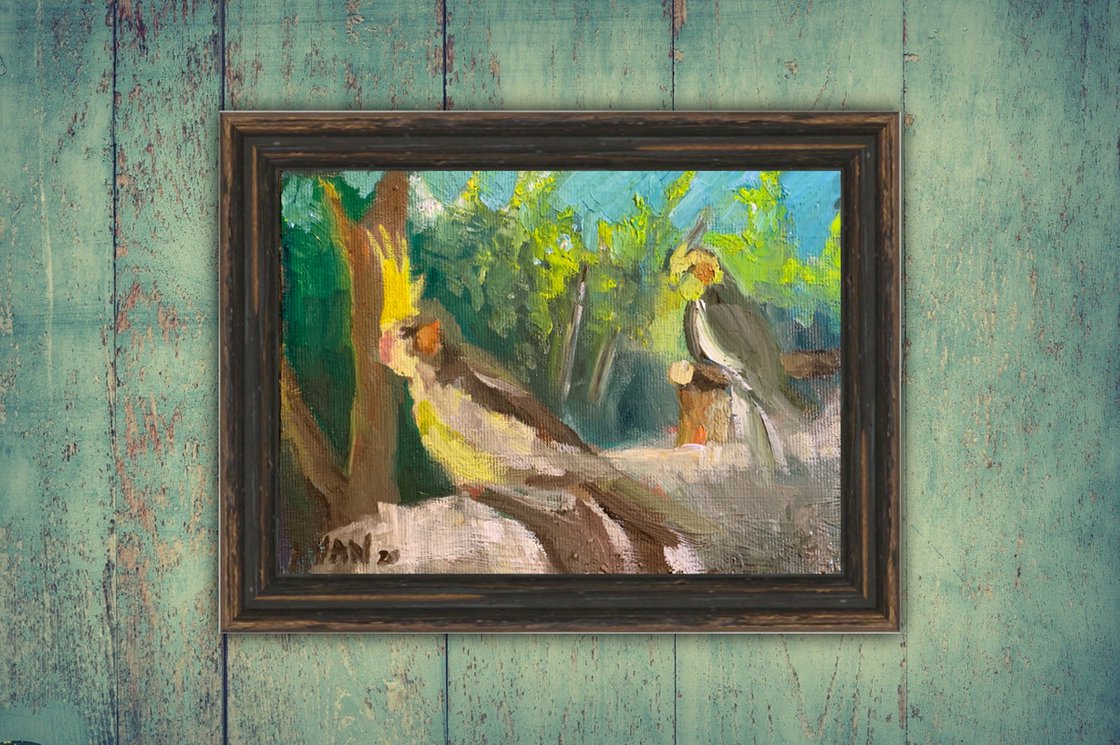 A painting titled 'Two Cockatiels By The Window by Ryan Louder' by Ryan Louder