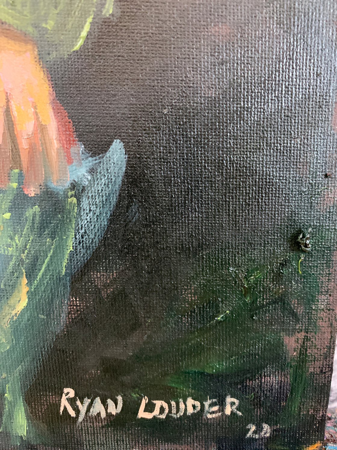 A painting titled 'When A Soldier Kneels by Ryan Louder' by Ryan Louder