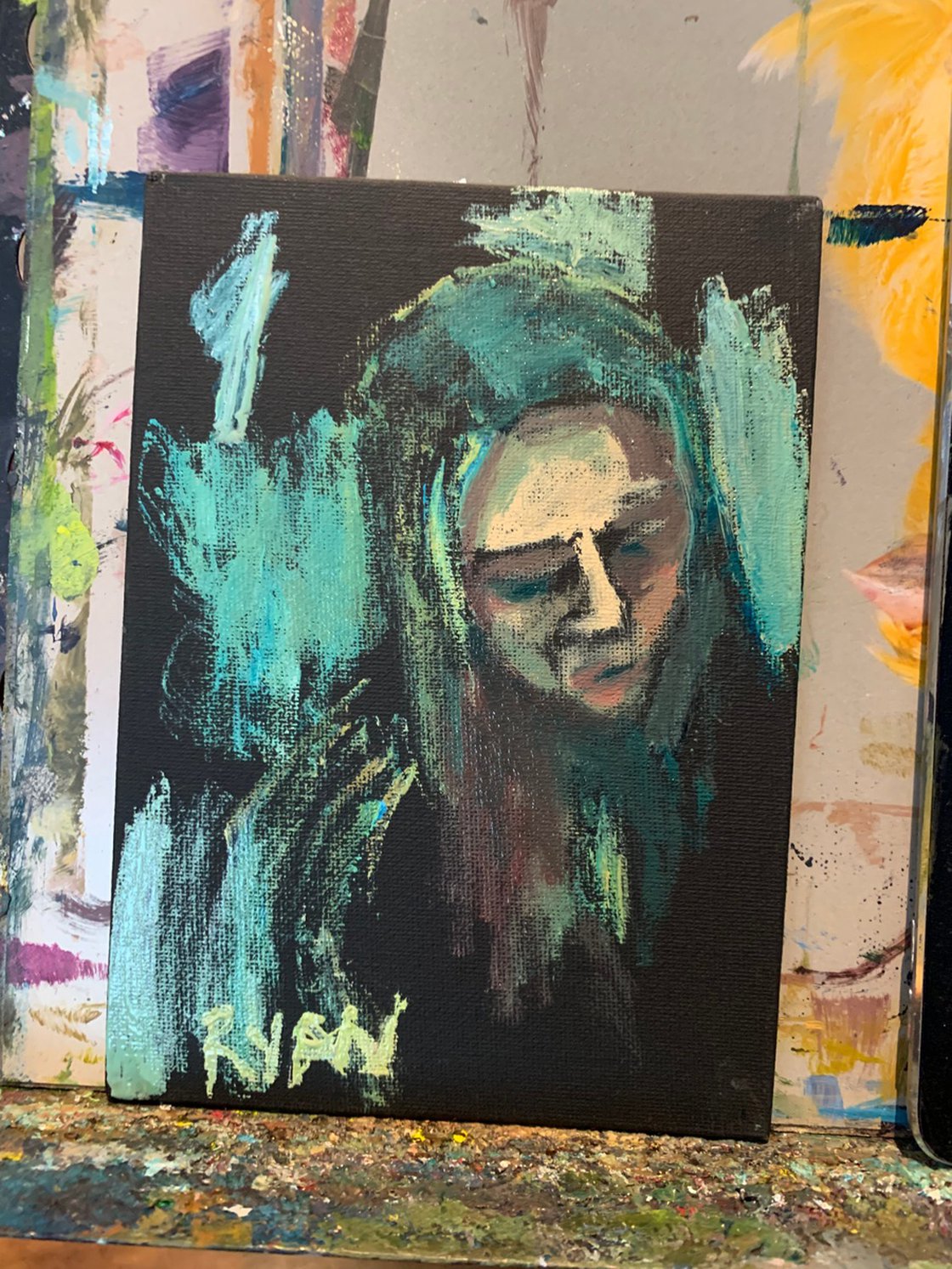 A painting titled 'The Thought by Ryan Louder' by Ryan Louder