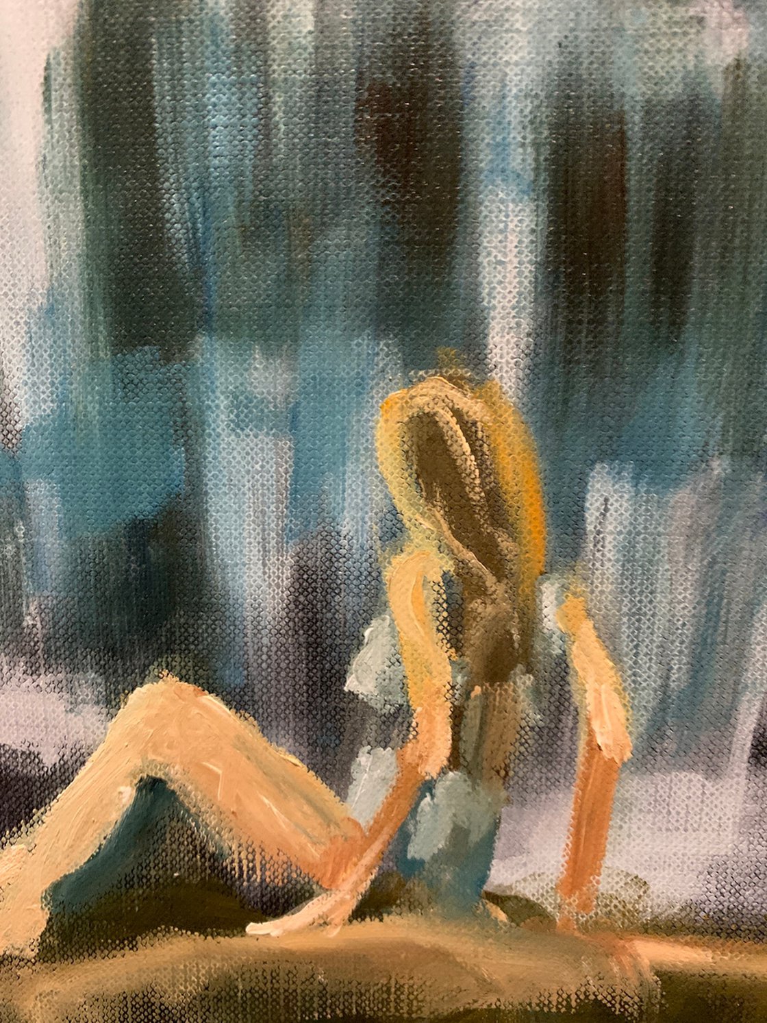A painting titled 'Under The Waterfall by Ryan Louder' by Ryan Louder