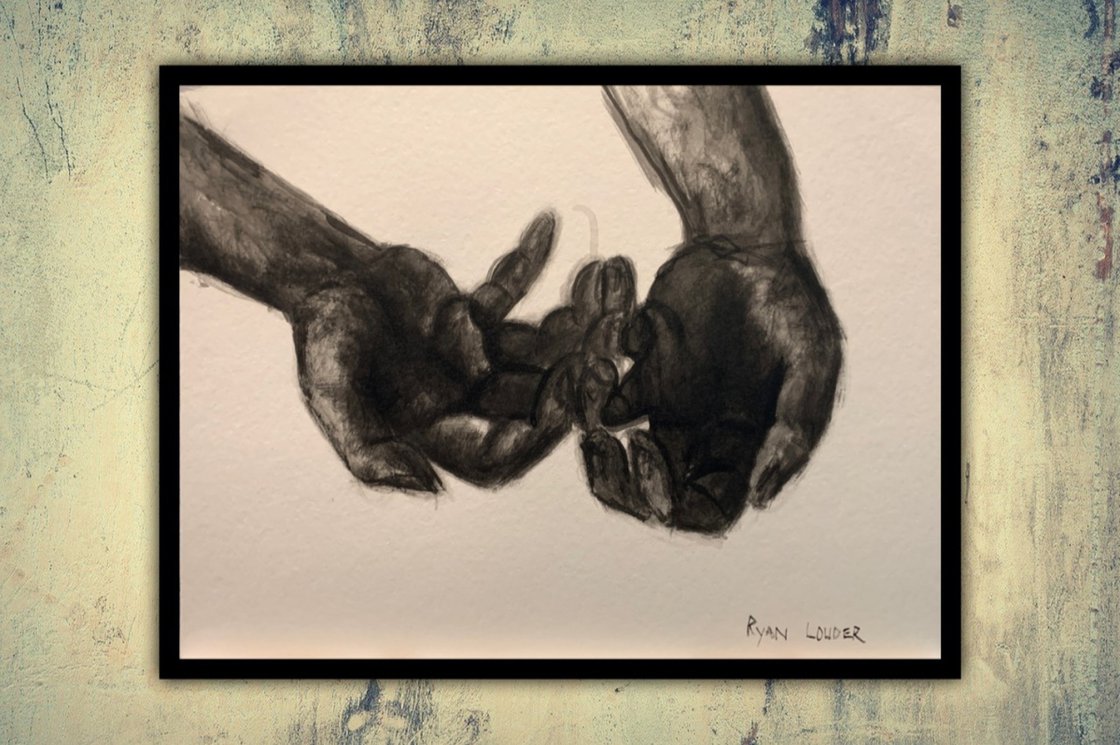A painting titled 'Study Of Hands by Ryan Louder' by Ryan Louder