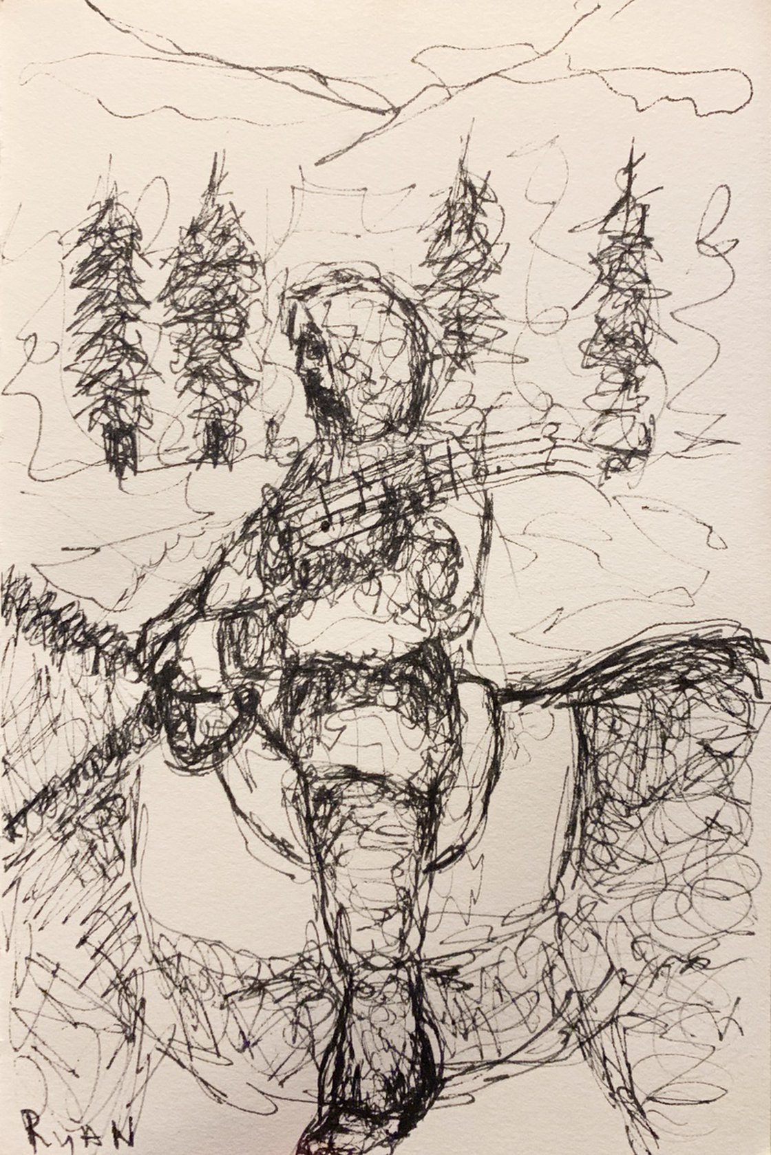 A painting titled 'In The Whistling Winter Wind by Ryan Louder' by Ryan Louder