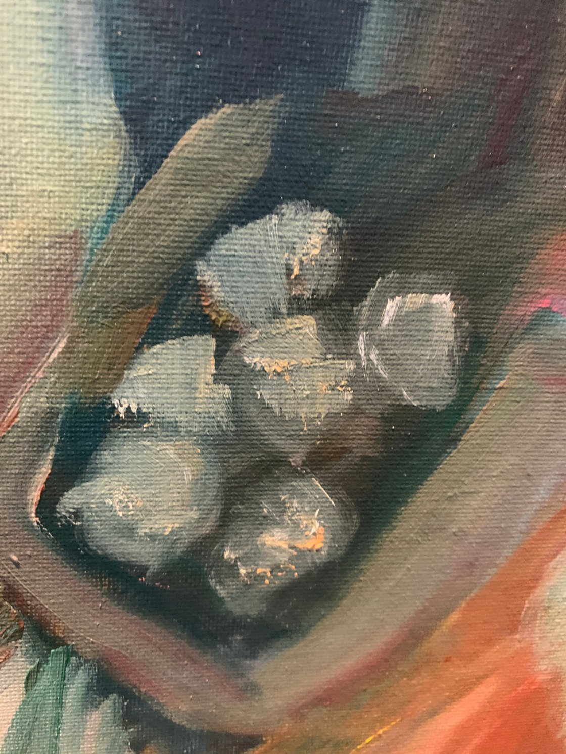 A painting titled 'White Roses by Ryan Louder' by Ryan Louder