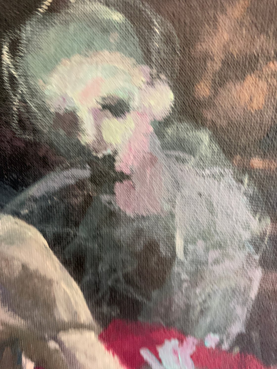 A painting titled 'The Red Robe by Ryan Louder' by Ryan Louder