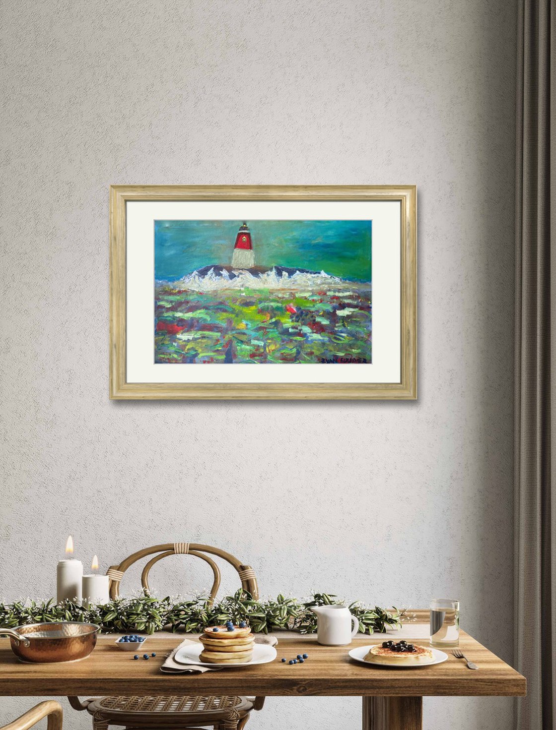 A painting titled 'By The Lighthouse by Ryan Louder' by Ryan Louder