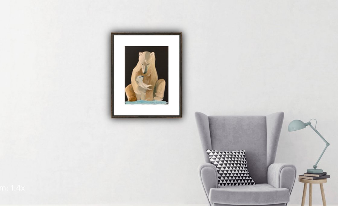A painting titled 'Polar Bear and Baby by Ryan Louder' by Ryan Louder