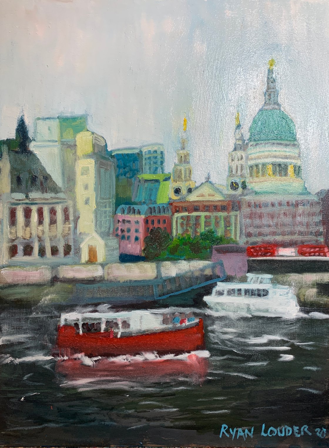A painting titled 'St Paul’s From The Thames by Ryan Louder' by Ryan Louder