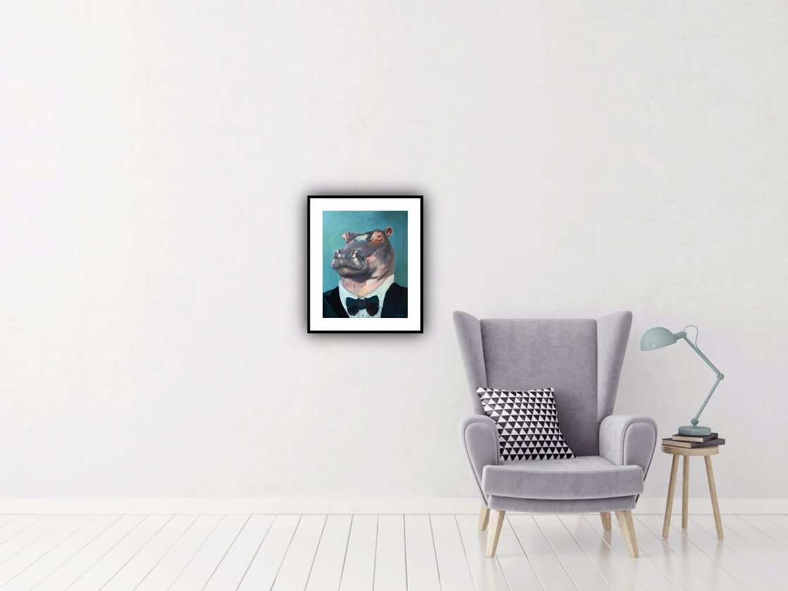 Hippo In A Tux by Ryan Louder - Sold
