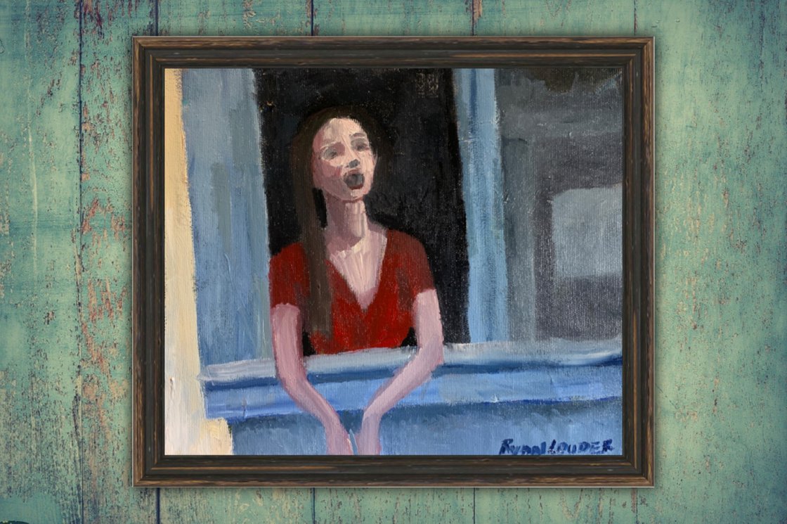 Singing From The Balcony In Italy by Ryan Louder - Sold