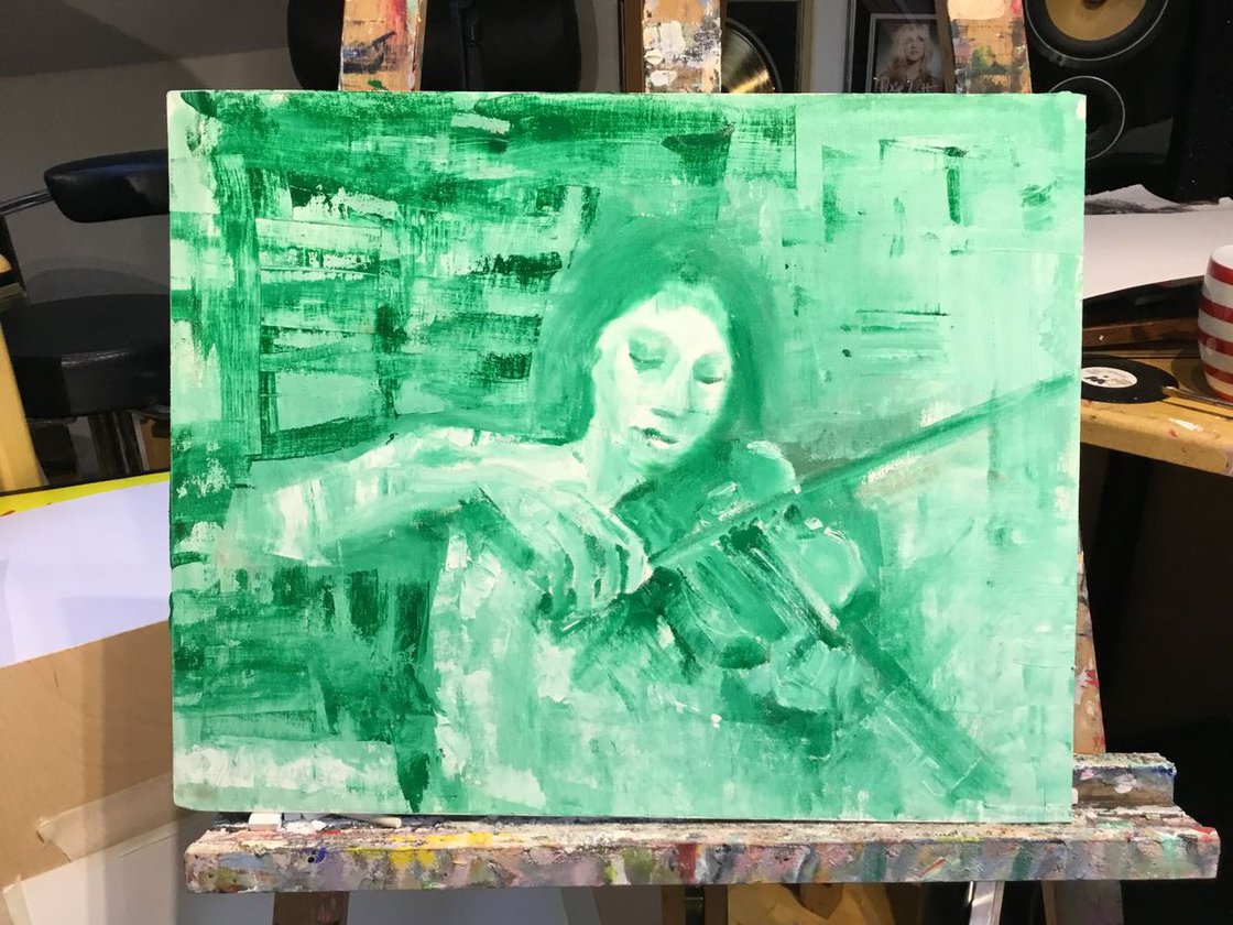 A painting titled 'Emerald by Ryan Louder' by Ryan Louder