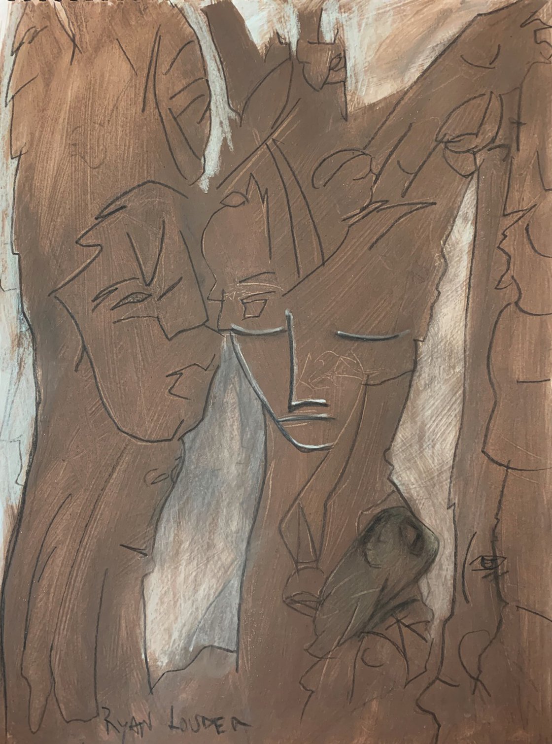 A painting titled 'The Lovers and the Frog 12x16 by Ryan Louder' by Ryan Louder