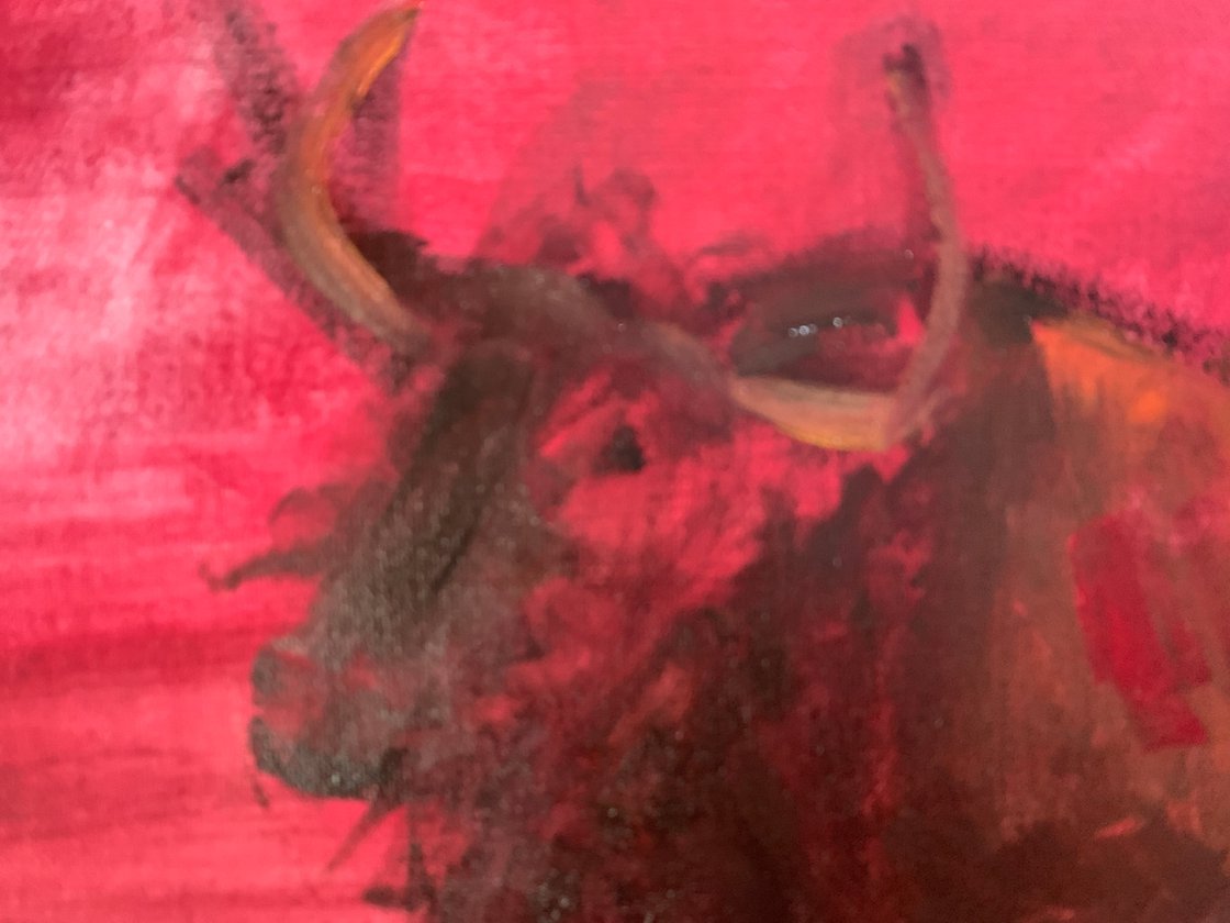 A painting titled 'Raging Bull by Ryan Louder' by Ryan Louder