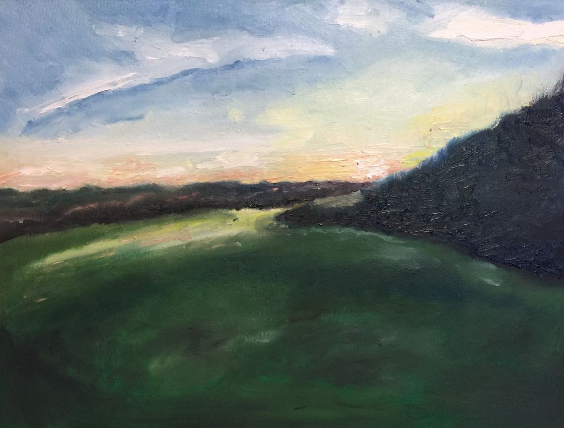 Kent Landscape At Dusk" by Ryan Louder - Sold