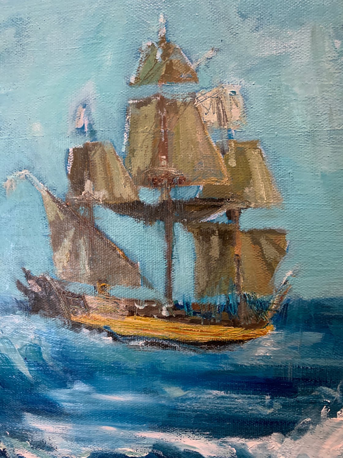 A painting titled 'Blue Skies by Ryan Louder' by Ryan Louder