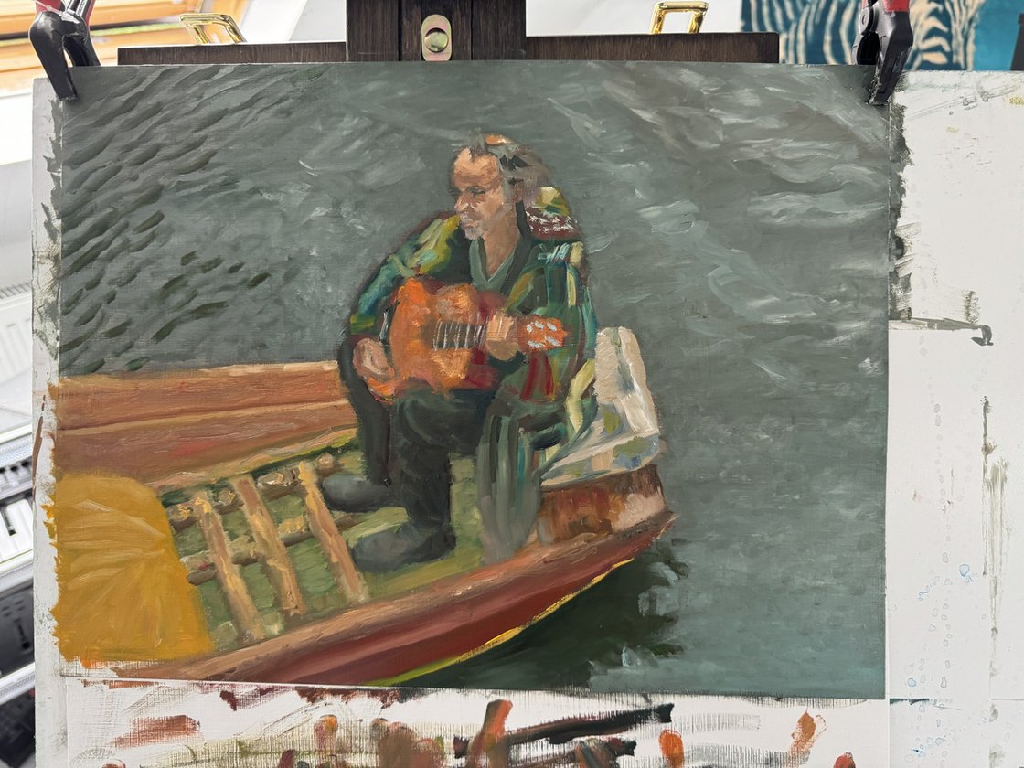 A painting titled 'The Camden Gondola by Ryan Louder' by Ryan Louder