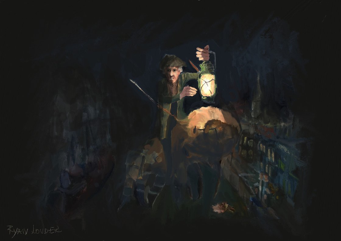 A painting titled 'Flight of the Beekeeper by Ryan Louder' by Ryan Louder