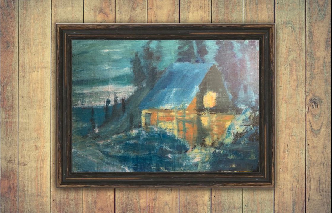 A painting titled 'On A Snowy Night by Ryan Louder' by Ryan Louder