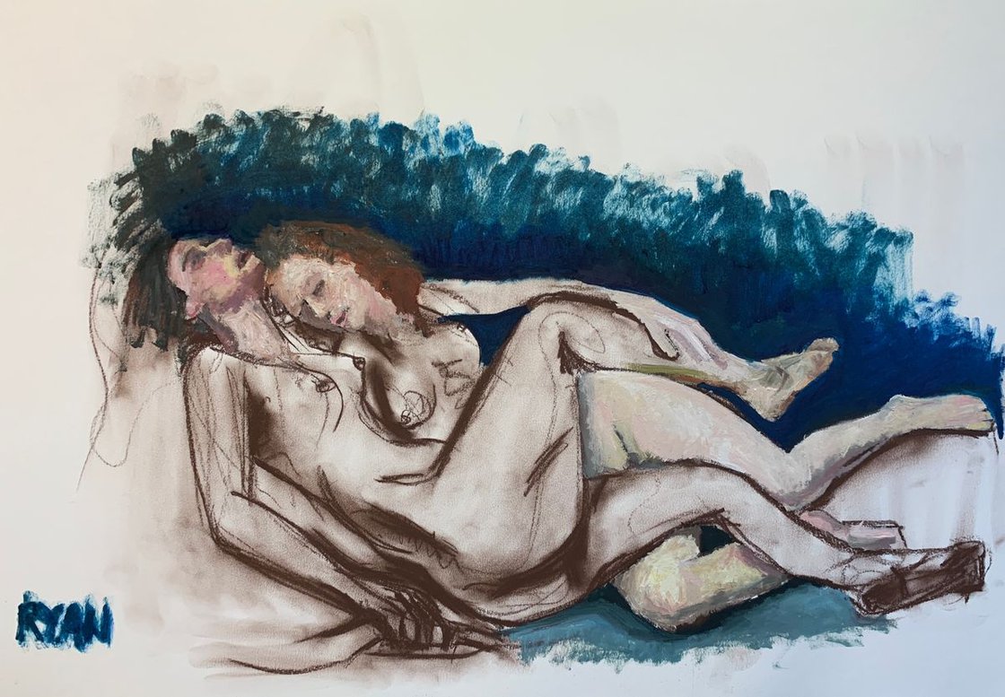 Nudes - The Sleepers Study In Oil and Charcoal by Ryan Louder