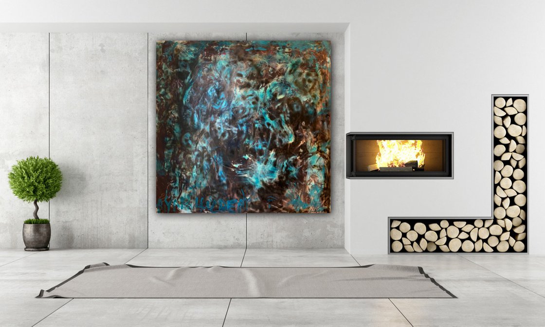 A painting titled 'Self Portrait In Blue by Ryan Louder' by Ryan Louder