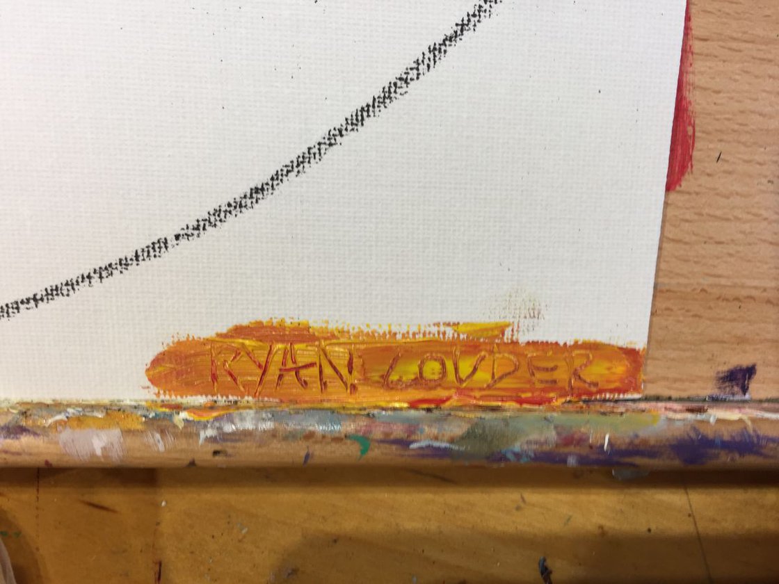 A painting titled 'Fruit Bowl by Ryan Louder' by Ryan Louder