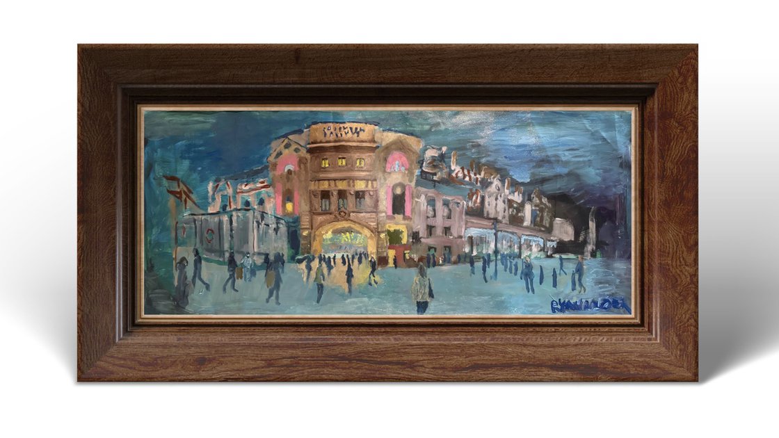 A painting titled 'London Victoria Station by Ryan Louder' by Ryan Louder