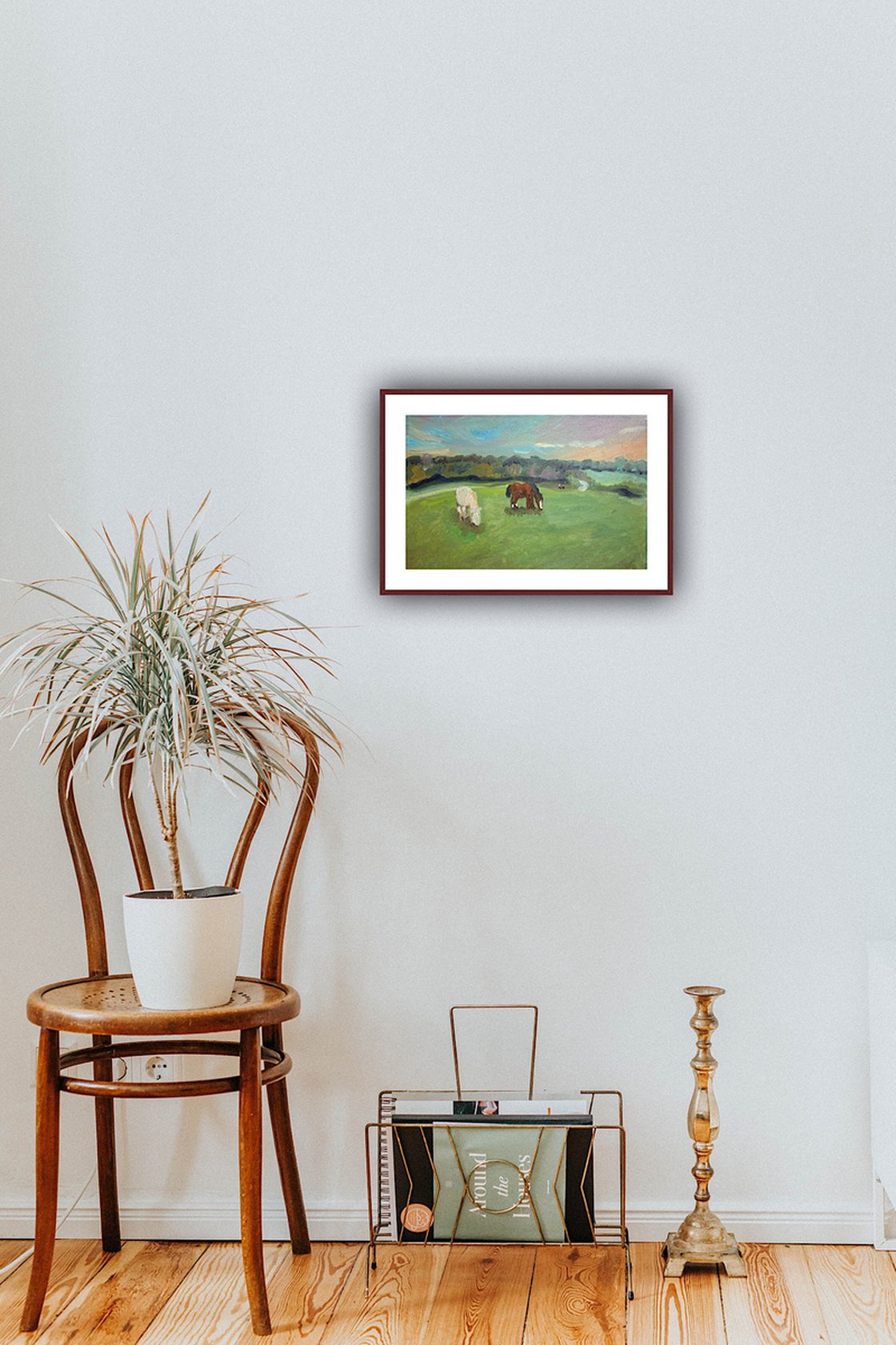 A painting titled 'Landscape with Horses by Ryan Louder' by Ryan Louder
