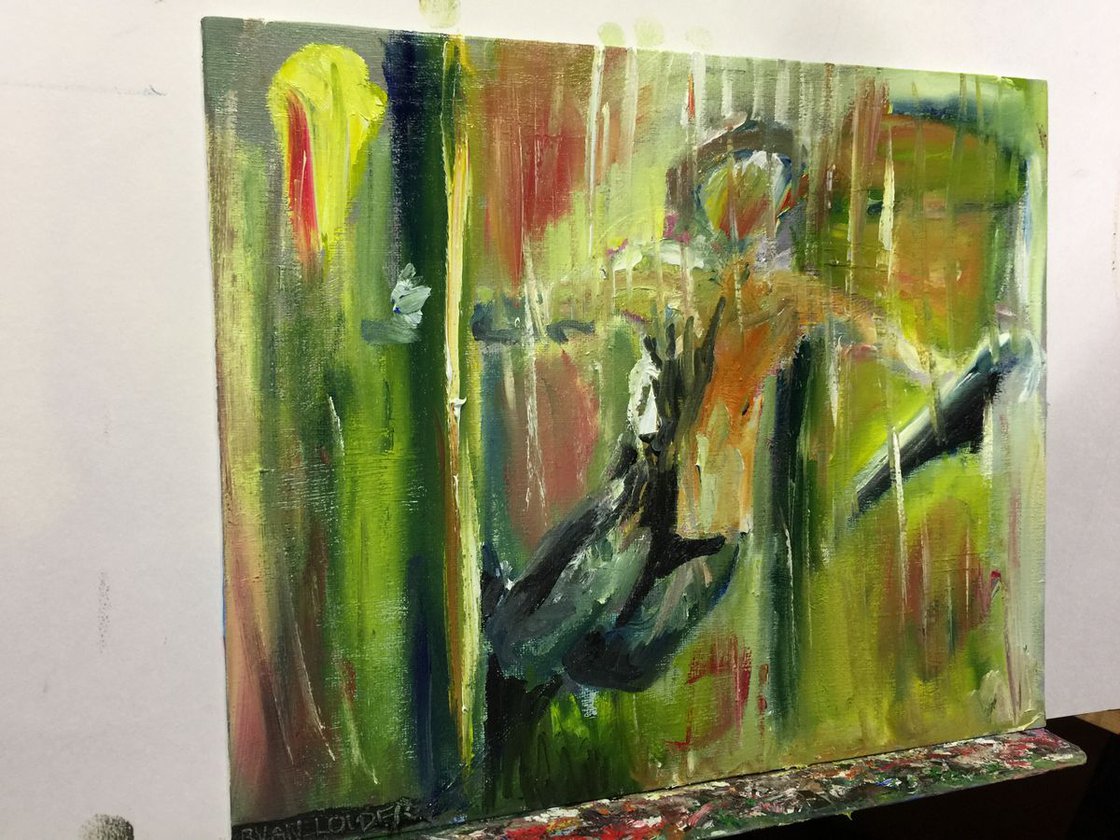 A painting titled 'Singing In The Rain by Ryan Louder' by Ryan Louder