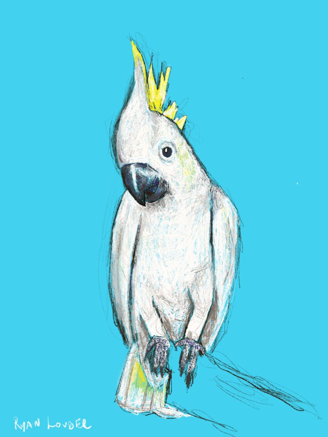 A painting titled 'Birds Cockatoo For You by Ryan Louder' by Ryan Louder
