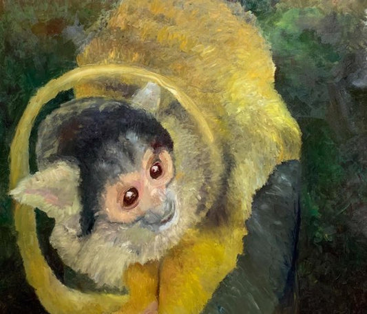 Squirrel Monkey - Painting of Monkey by Ryan  Louder
