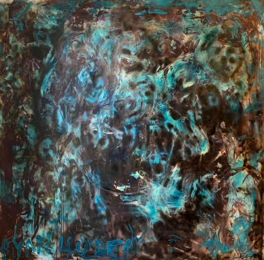 Self Portrait In Blue - Large Blue Abstract Painting by Ryan  Louder
